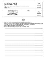 Kỳ thi học kỳ I năm học 2014-2015 môn lịch sử thời gian 45 phút